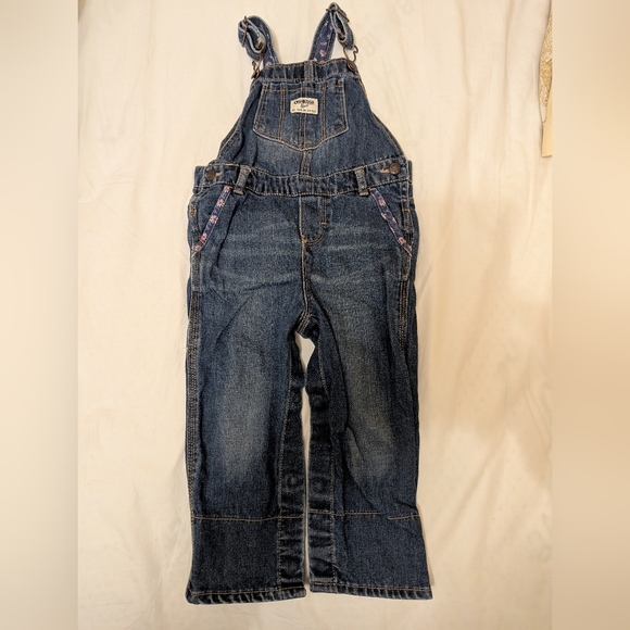 OshKosh Vintage Baby Denim Overalls With Floral Trim Size 24 Months. - Picture 5 of 10